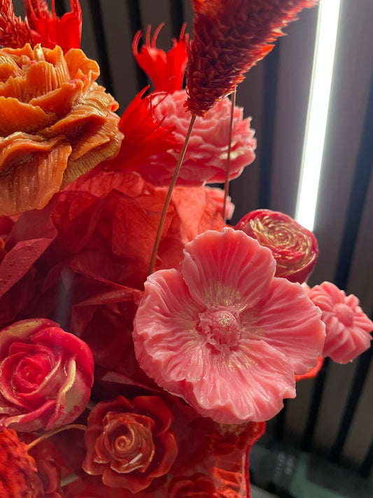 Red Wax Flower Gift Box ~ Passion Fruit Scent
