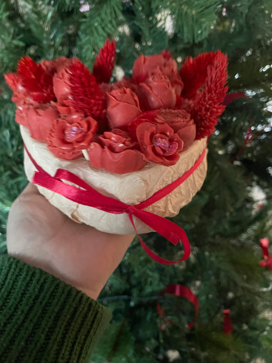 Red wax flower bouquet heart, valentine, gift