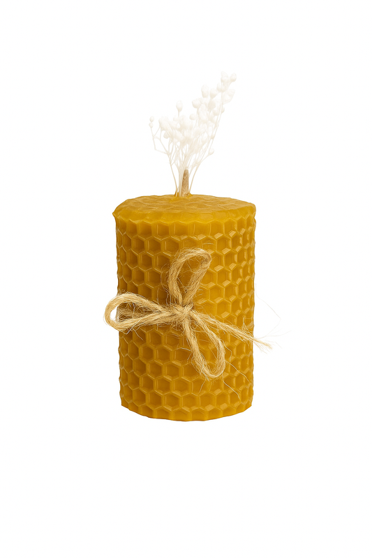 Beeswax Pillar Candle – Handcrafted Elegance in Pure Honeycomb