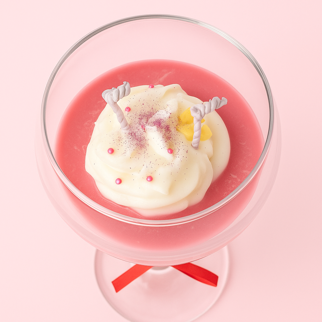 Soy candle in a glass like a dessert