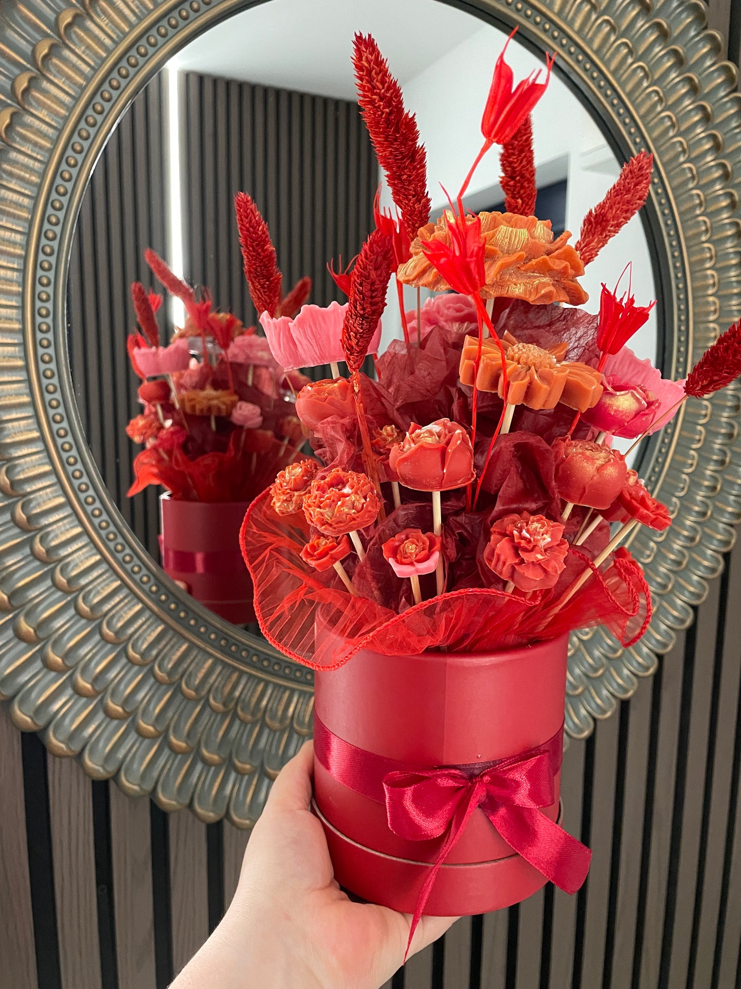 Red Wax Flower Gift Box ~ Passion Fruit Scent