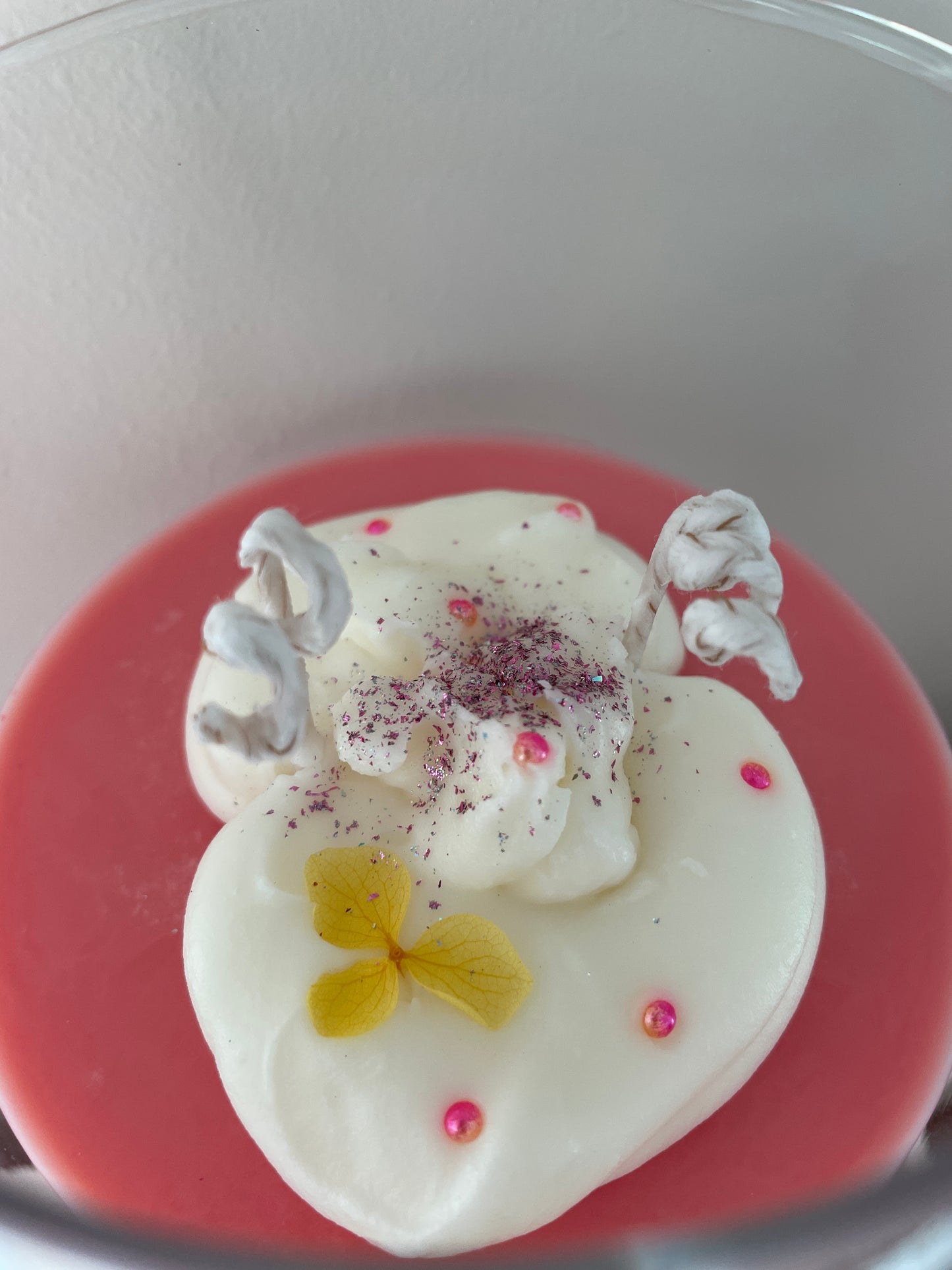 Soy candle in a glass like a dessert