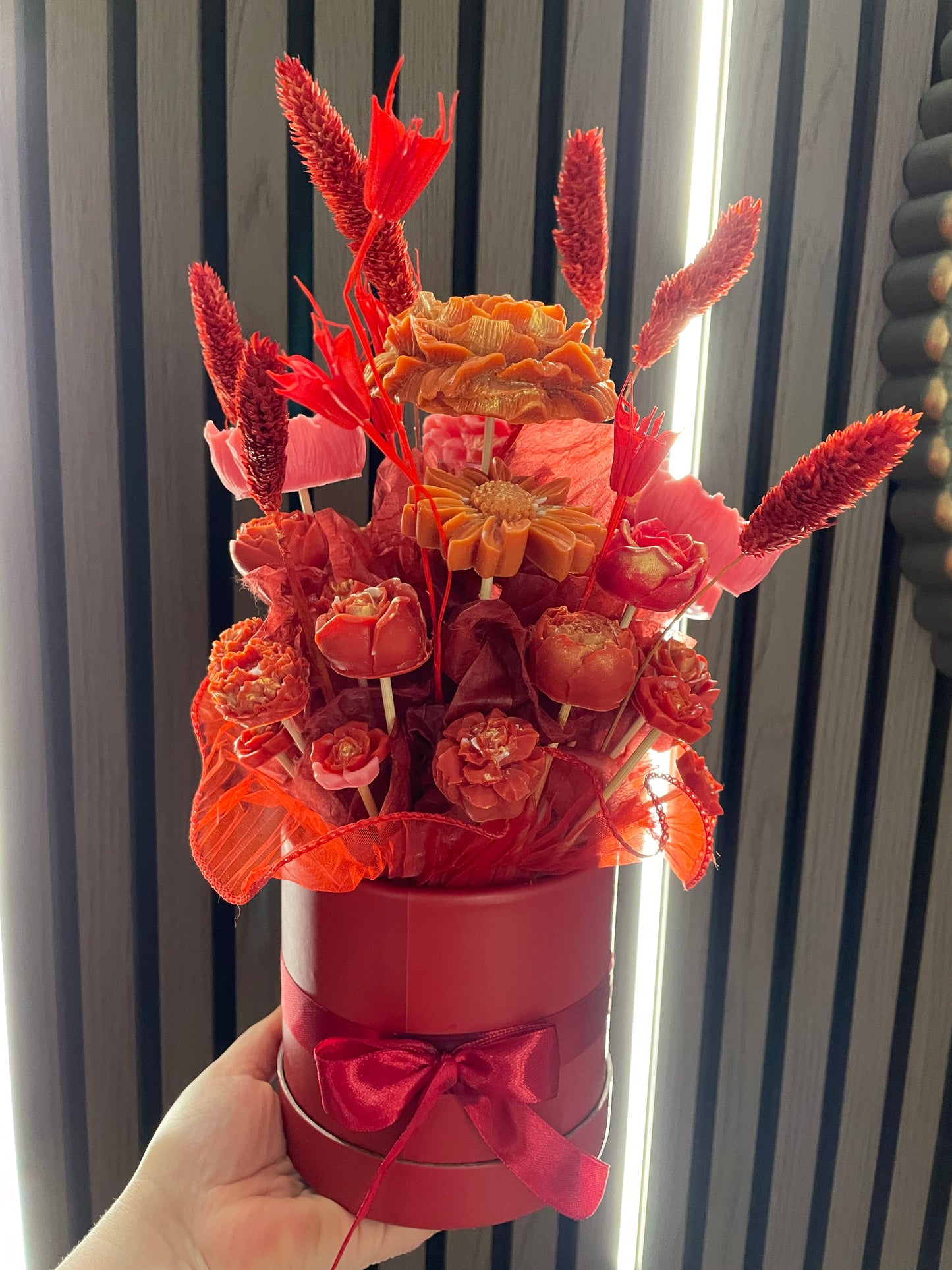Red Wax Flower Gift Box ~ Passion Fruit Scent