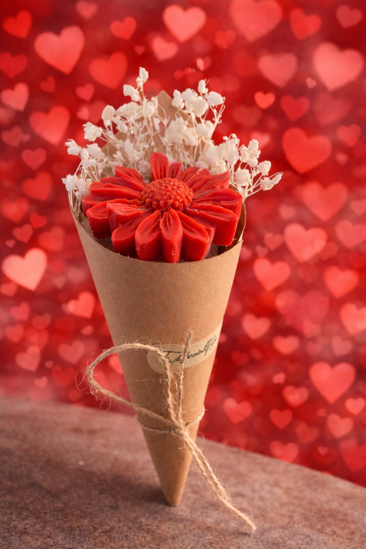Mini wax flower bouquet, valentine, gift