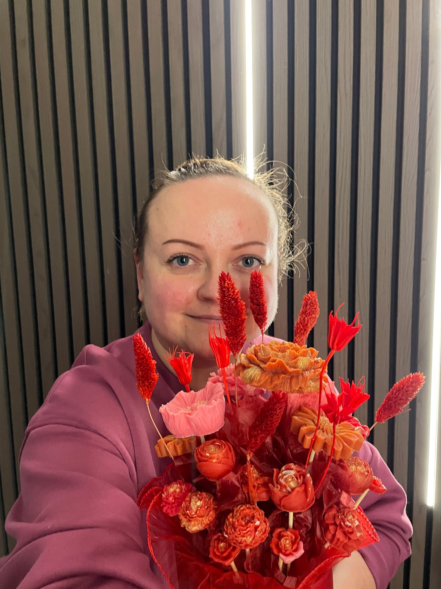 Red Wax Flower Gift Box ~ Passion Fruit Scent