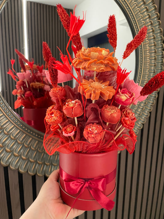 Red Wax Flower Gift Box ~ Passion Fruit Scent