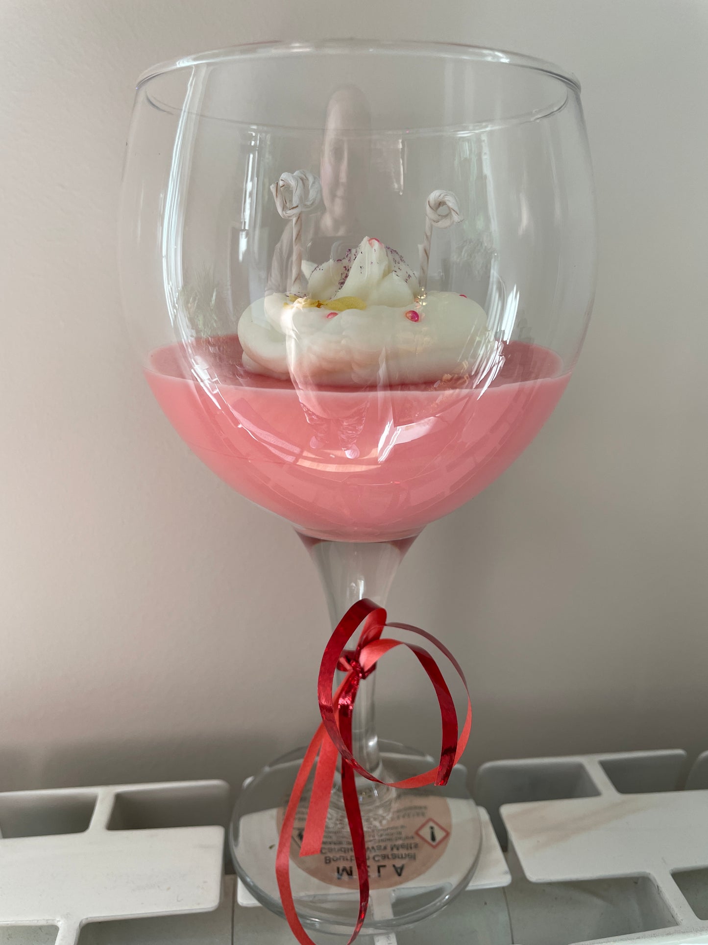 Soy candle in a glass like a dessert